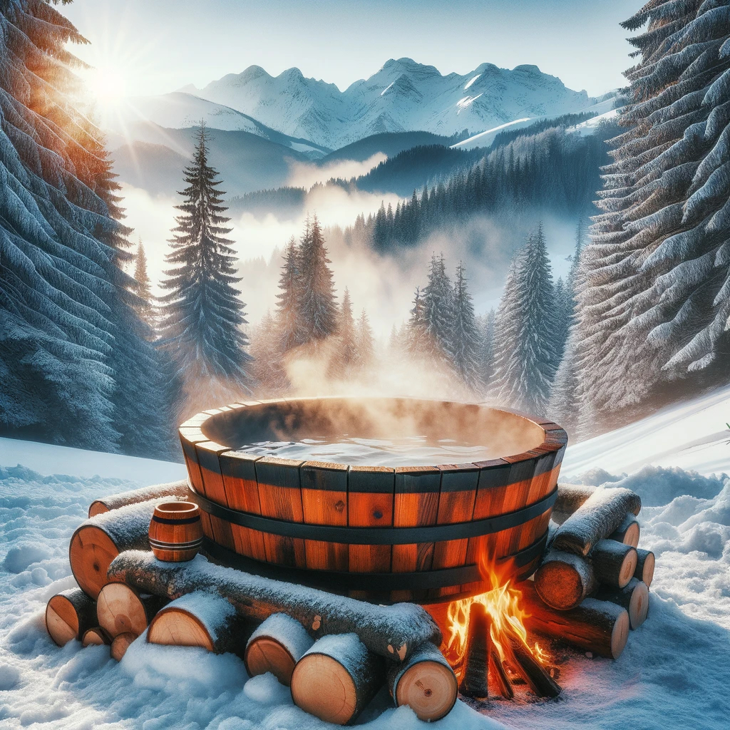 dalle-2024-03-13-184651-an-image-of-a-traditional-carpathian-hot-tub-chan-set-over-an-open-fire-in-the-mountains-the-scene-depicts-a-wooden-tub-filled-with-steaming-water.jpeg